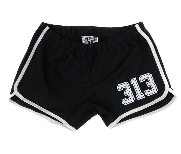 313 Shorts, Black & White Athletic Style Short Shorts – Well