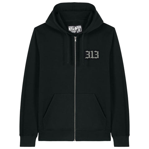 313 Patch Zip Hoodie, Black. Unisex