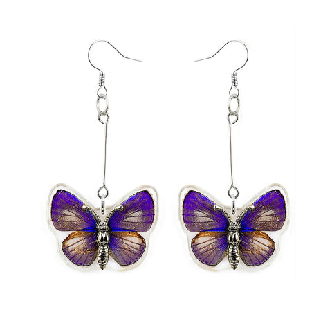 Real Full Butterfly Earrings (2 Types): Spotted Leopard & Holly Blue
