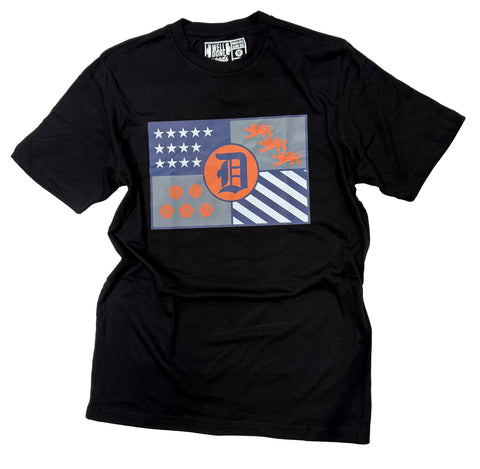 Detroit Baseball Flag Shirt, Black Unisex T-shirt