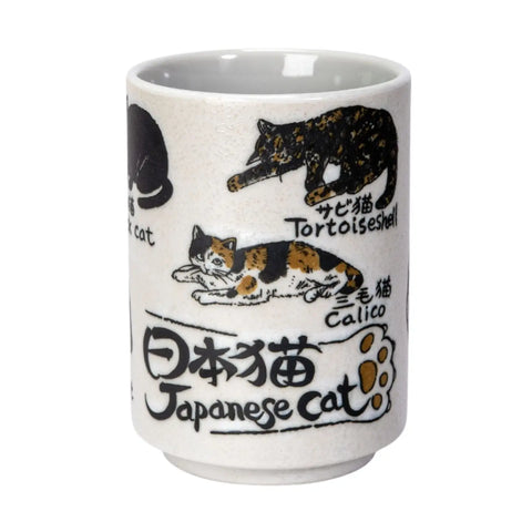 Japanese Cat Cup, Handmade Porcelain Cat Breeds Yunomi Tea Cup