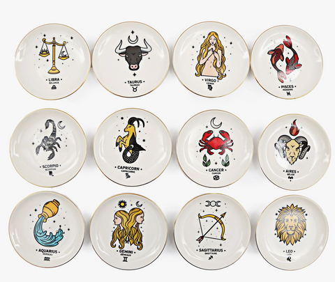 Porcelain Zodiac Trinket Dish, Ring Dish - choose from 12 signs or collect them all!