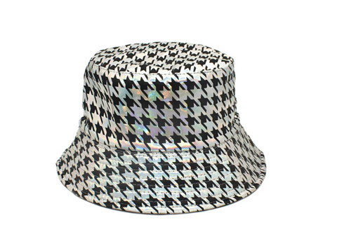 Holographic Houndstooth Bucket Hat