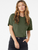 Detroiters Only Cropped T-Shirt, 80s Logo Parody, Olive Green