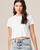 Detroit Pride Cropped T-Shirt, White. Rhythm & Progress Rainbow Flag Flowy Cropped Tee
