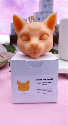3d Moon Cat Soy Wax Candle, hand-poured