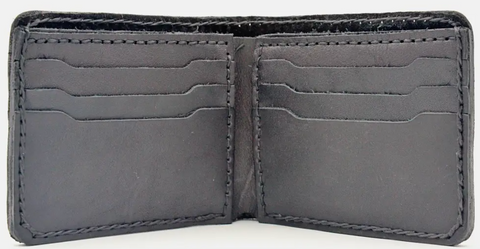 Leather Bi-Fold Wallets With Stingray Accent - 3 Colors: Black, Red or Burgundy - by Atlas Goods