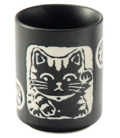 Neko Cat Porcelain Cups, Choose Black or White