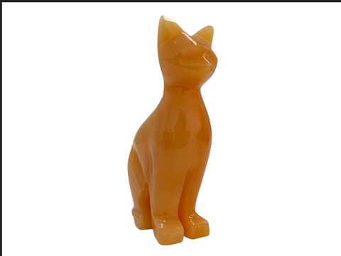 Carved Cats - Black Onyx, White Onyx, Orange Calcite