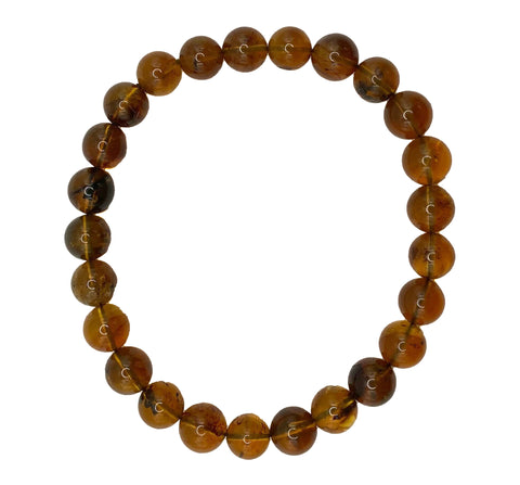 Amber Bead Bracelet, Rare stone mala bead stretch bracelet