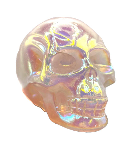 Carved Angel Aura Rose Quartz Skull