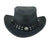 Waxed Black Leather Cowboy Hat, Silver Conchos: "Arizona." Crazy Horse Leather Western Style