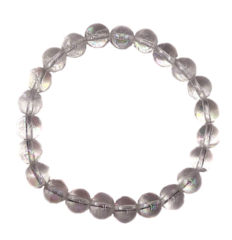 Angel Aura QUartz Stretch Bracelet, Clear Quartz Stone Bead Mala
