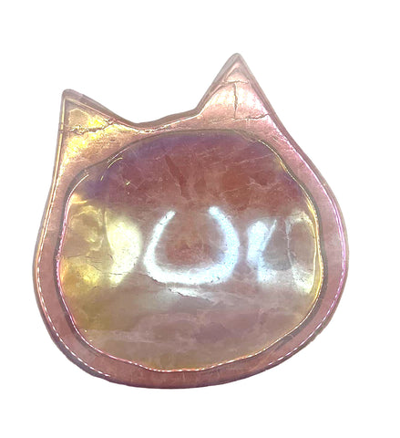 Carved Angel Aura Rose Quartz Bowl - Cat Shaped