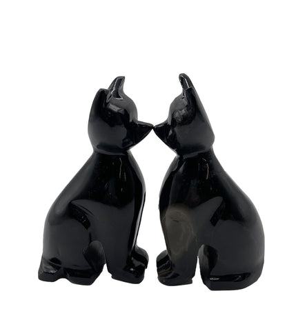 Carved Cats - Black Onyx, White Onyx, Orange Calcite