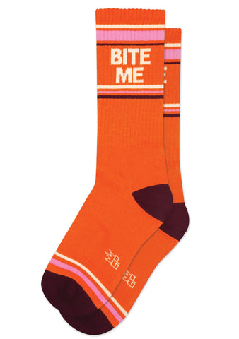Orange Bite Me Socks, By Gumball Poodle. Made in USA!