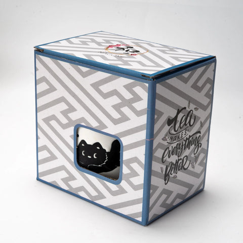 Black Cat Mug w/ Lid and Spoon