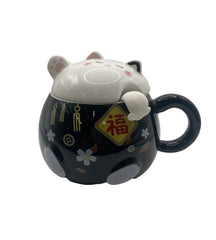 ◆ Happy lucky  ② black-lucky-cat-mug-