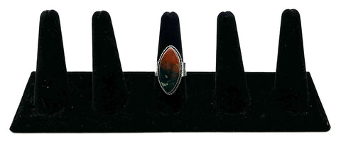 Silver Plated Bloodstone Adjustable Ring, by Anju. Handmade Fair Trade Jewelry
