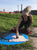 Manhole Cover Women's Cropped Pullover Hoodie, Detroit Tire Print. Honolulu Blue on Grey - Football Inspired!