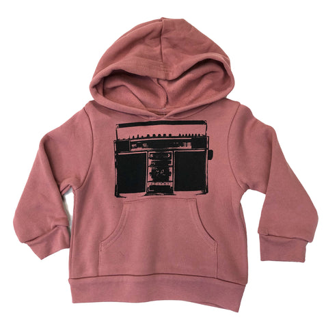 Boombox Toddler or Youth Size Hoodie, Mauve Pink Kid's Hooded Sweatshirt