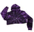 Purple Tie Dye Cropped Hoodie. Manhole Cover Women's Crop Pullover - Detroit Tire Print.