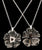 Carved Black Agate Flower Pendant, Sterling Silver Necklace - 18" chain