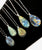 Labradorite Carved Evil Eye Stone Pendant Necklace, Sterling Silver. Medium or Large