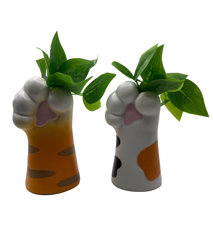 Ceramic Kitty Cat Paw Planter, Choose from Calico or Ginger Tabby!