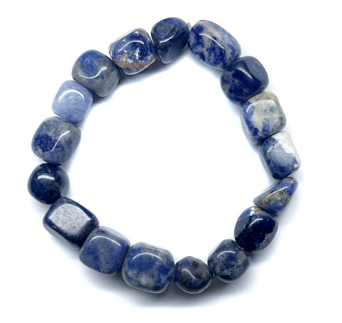 Chunky Sodalite Tumbled Stone Bead Mala Bracelet