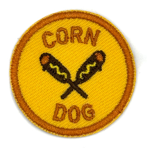 Corn Dog. Detroit Rave Scouts D-Merit Badge, 1.5" Iron-on Embroidered Patch
