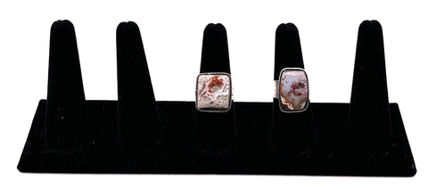 Silver Plated Crazy Lace Agate Adjustable Ring, by Anju. Handmade Fair Trade Jewelry