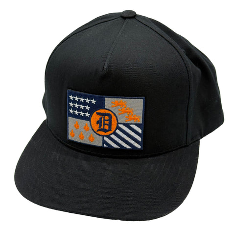 Detroit Flag Hat, Detroit Baseball Fan Gameday colors - Flatbill Style