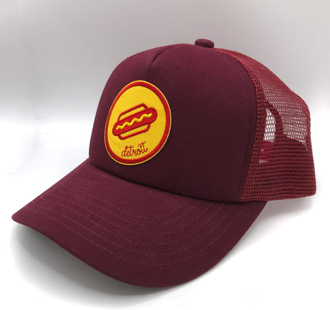 Detroit Coney Dog Trucker Hat, burgundy