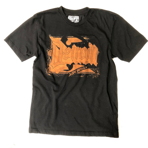 Bleach-Printed Old English Detroit T-Shirt, Roaring 20s Typography