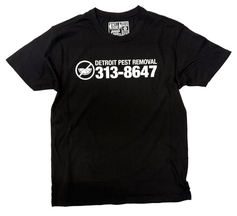 Detroit Pest Removal T-Shirt, 313-8647. Black Unisex Tee