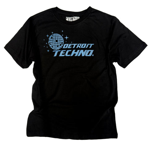 Detroit Techno Football T-shirt, Logo Flip Black Unisex Tee.