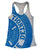 Manhole Cover Women's Tank Top, Detroit Tire Print. Honolulu Blue on Athletic Grey - Football Fan Inspired!