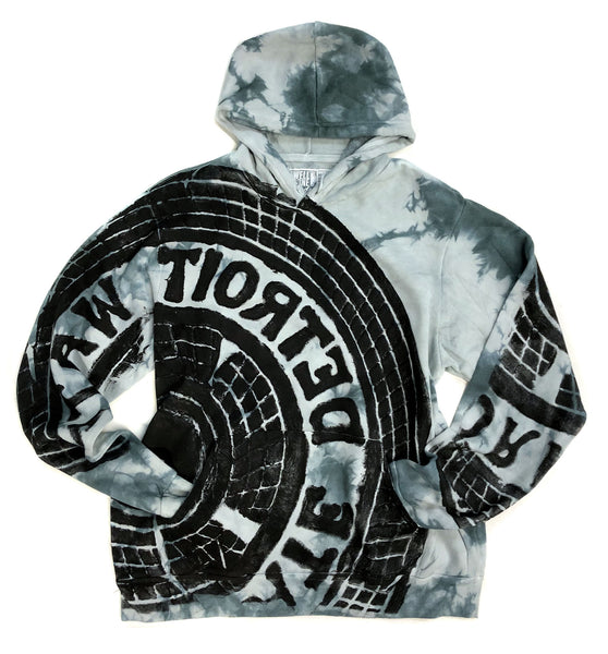 Tie Dye Manhole Cover Pullover Hoodie, Sage & Forest Green Hooded