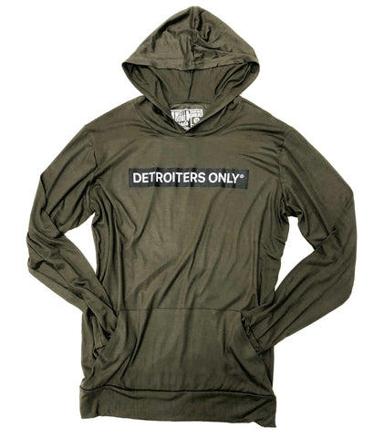 Detroiters Only Lightweight Jersey Hoodie, Olive Green.