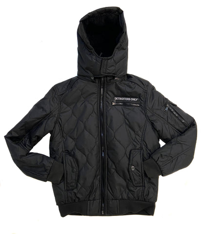 Detroiters Only Patch Black Quilted Puffer Coat