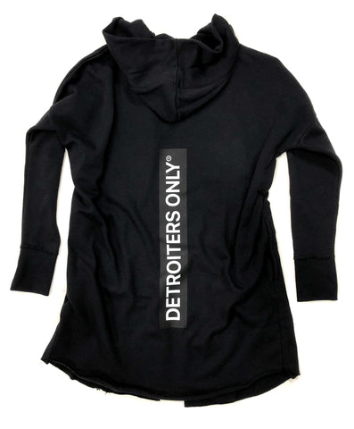 Detroiters Only Long Line Hoodie, black