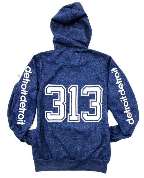 トップス unknown Black / Blue Hodie 313 x Detroit Sleeve Print - Limited Edition Hoodies - SALE