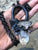 Clear Quartz Crystal Cluster Electroformed Pendant, Oxidized Black