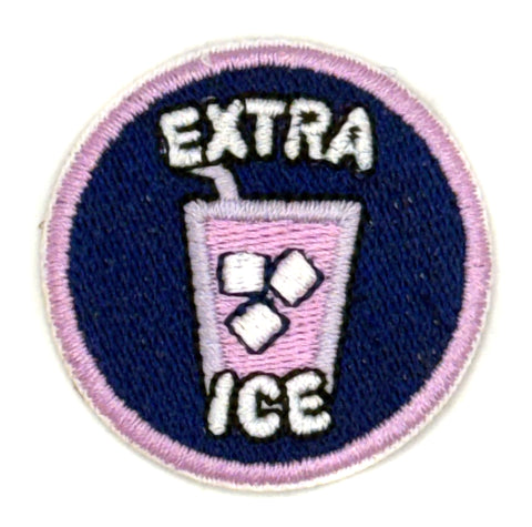 Extra Ice, Rave Scouts D-Merit Badge. 1.5" Iron-on Embroidered Patch