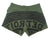 Manhole Cover Women's Raw Edge Fleece Shorts, Military Green - Detroit Tire Print