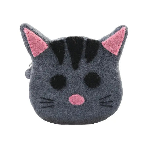 Cat Wool Felt Zipper Pouch - Fair Trade Craft from Nepal