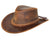 Reddish-Brown Waxed Distressed Leather Cowboy Hat: "Gunner". Crazy Horse Leather Western Outback Hat