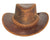 Reddish-Brown Waxed Distressed Leather Cowboy Hat: "Gunner". Crazy Horse Leather Western Outback Hat