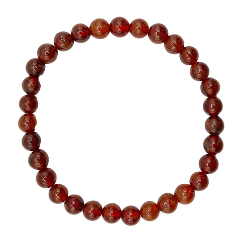 Hessonite Garnet Stretch Bracelet, Rare Round Stone Bead Mala Bracelet